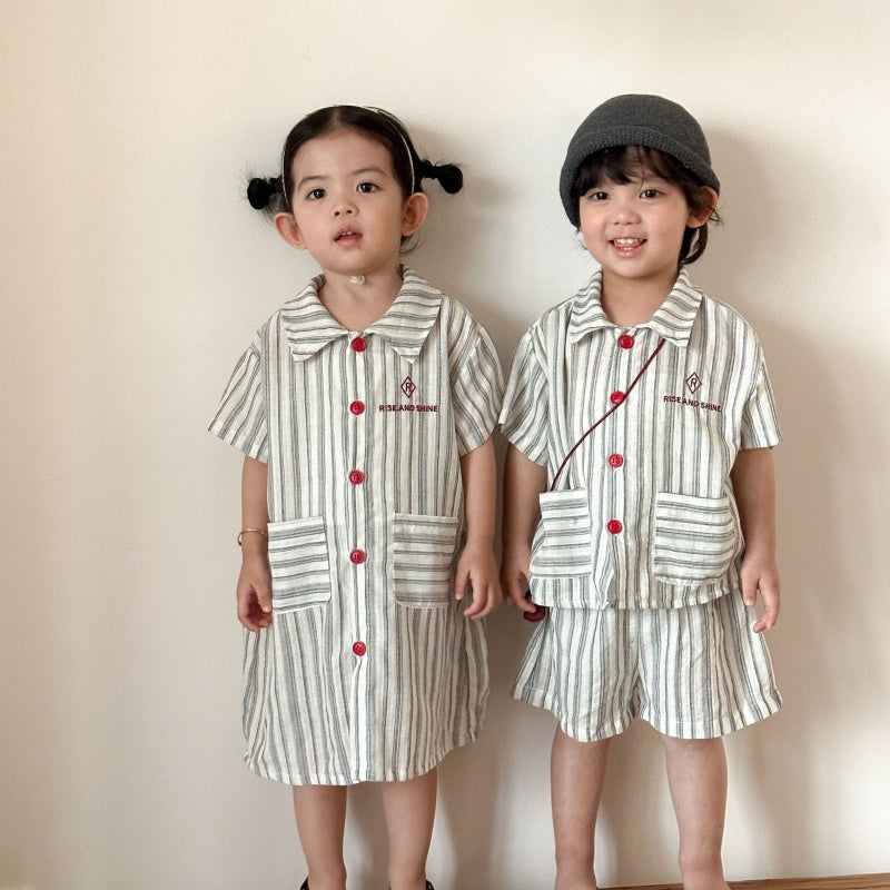 【BABY&KID】夏新作ストライプポケットセットアップ、ワンピースSK104716