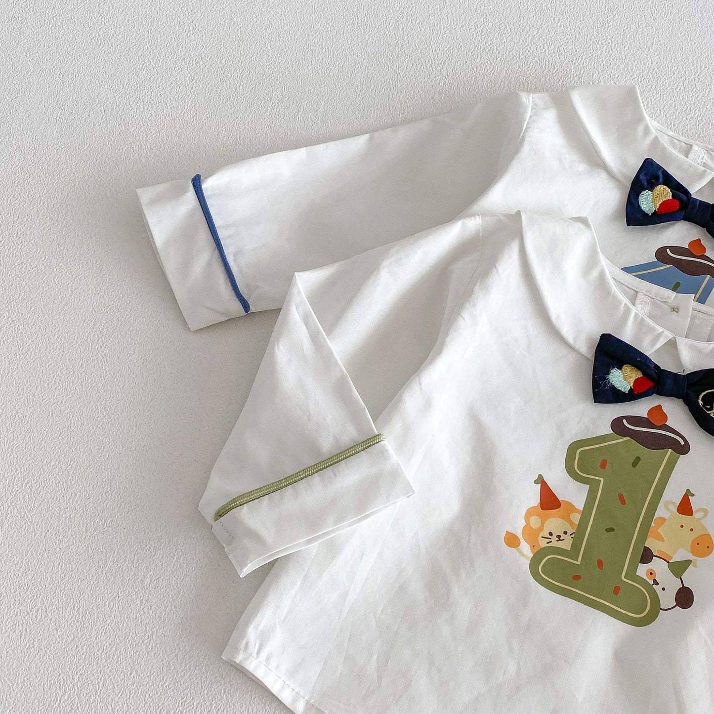 【BABY&KID】韓国風リボンタイシャツ、サロペットショーツSK103522