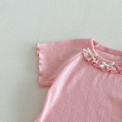 【BABY&KID】夏新作 フリル蝶結びTシャツSK105107