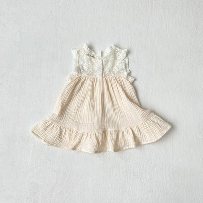 【BABY】夏新作レース切り替えシワ加工ワンピースSK106501