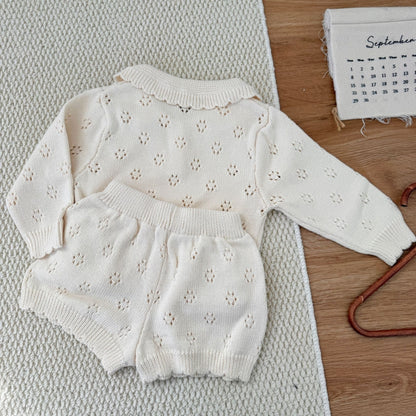 【BABY&KID-予約限定】透かしレースレトロ襟セットアップSK102233