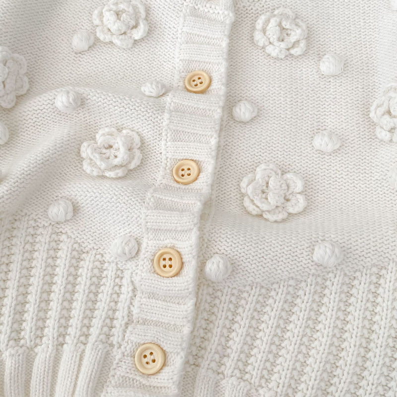 【BABY】手編みフラワーポンポンニットカーディガンSK100734