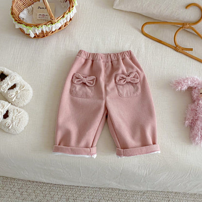 【BABY&KID】冬新作蝶結びコーデュロイあったかパンツSK102528
