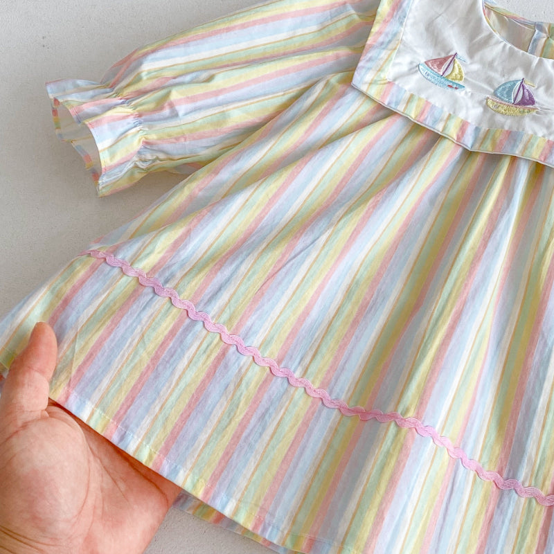 【BABY&KID】カラフル帆船刺繍ワンピースSK011020