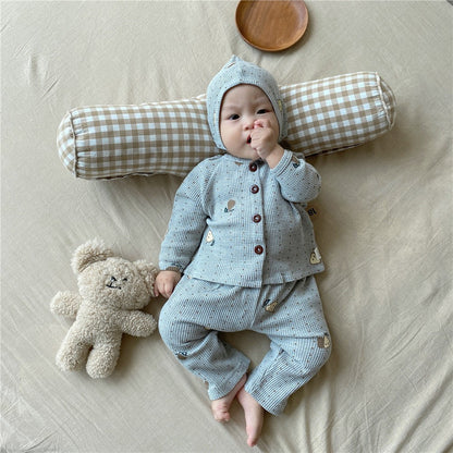 【BABY】梨柄ワッフルセットアップSK101556