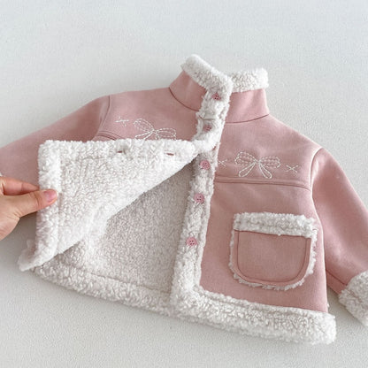 【BABY&KID】冬新作蝶結び裏起毛ジャケット、デニムパンツSK108523