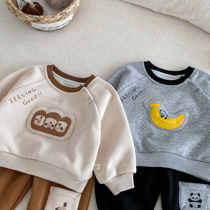 【BABY&KID】冬新作 カートゥーン裏起毛セットアップSK102015