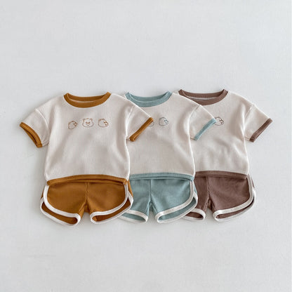 【BABY】夏新作 ワッフルくまセットアップSK091605