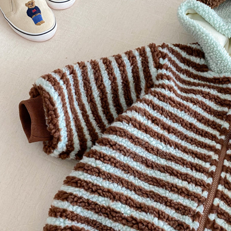 【BABY】ボーダー裏起毛フードカバーオールSK102912