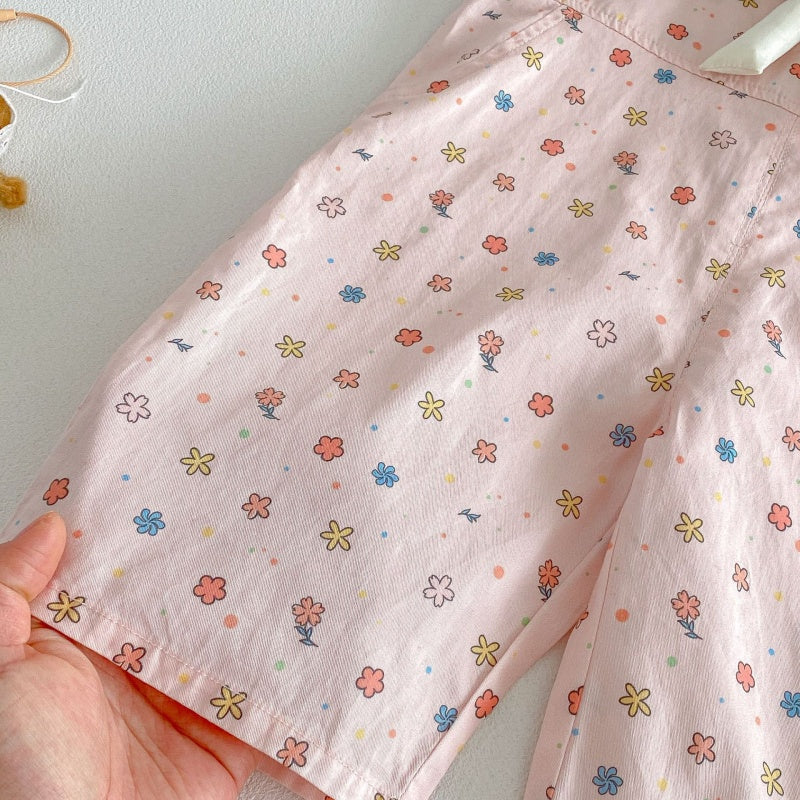 【BABY&KID】夏新作蝶結び総柄サロペット、レース襟TシャツSK104823