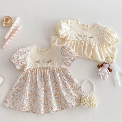 【BABY&KID】夏新作 フラワー、無地ワンピースSK080308