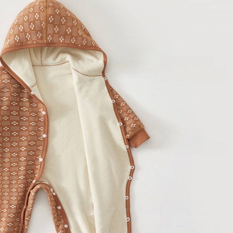 【BABY】冬新作北欧風レトロ裏起毛フードカバーオールSK102633