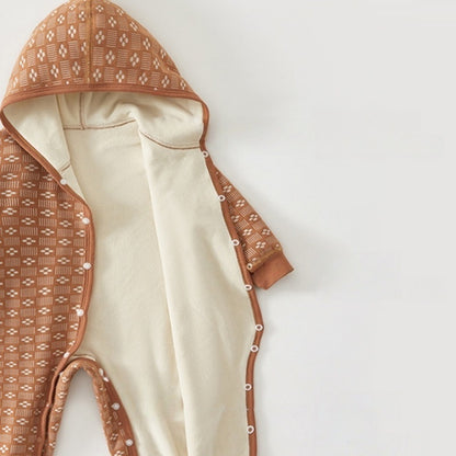 【BABY】冬新作北欧風レトロ裏起毛フードカバーオールSK102633