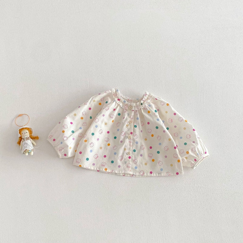 【BABY&KID】蝶結び、うさぎ、花柄プリントシャツSK104116