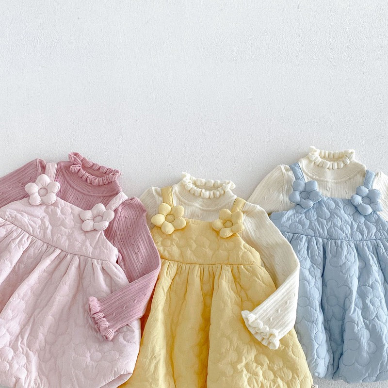 【BABY&KID】冬新作厚手フラワーワンピース、ハイネックニットSK107725