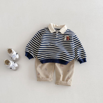 【BABY&KID】くま刺繍ボーダーポロシャツ、マリンカラーアウター、ニットベストSK103717
