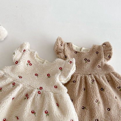 【BABY&KID】冬新作刺繍裏起毛ワンピースSK102905