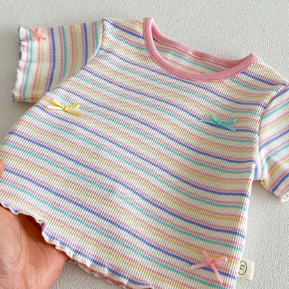 【BABY&KID】夏新作 配色ボーダーTシャツSK105101