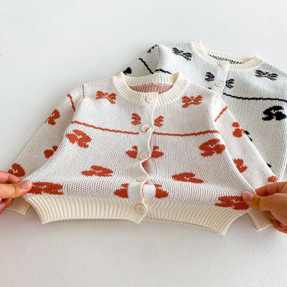 【BABY&KID】花柄ニットカーディガンSK092925