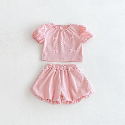 【BABY&KID】夏新作 無地蝶結びセットアップSK092226