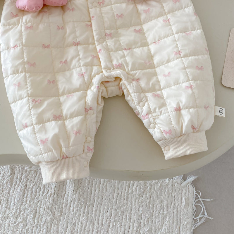 【BABY】蝶結びプリント立体フラワーカバーオールSK102926