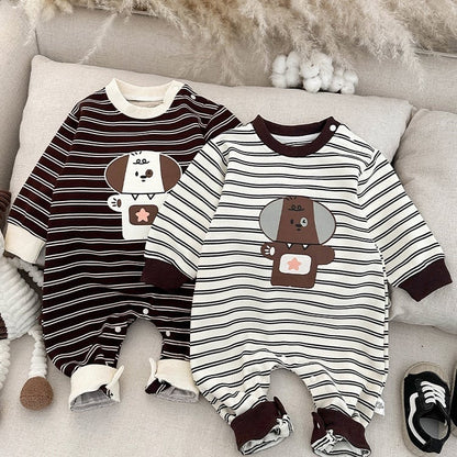 【BABY】ペット、クマ柄ボーダーロンパースSK051306