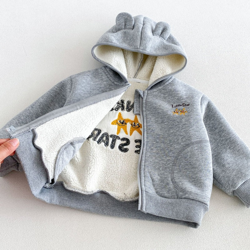 【BABY&KID】冬新作刺繍フード付き裏起毛ジャケットSK108520
