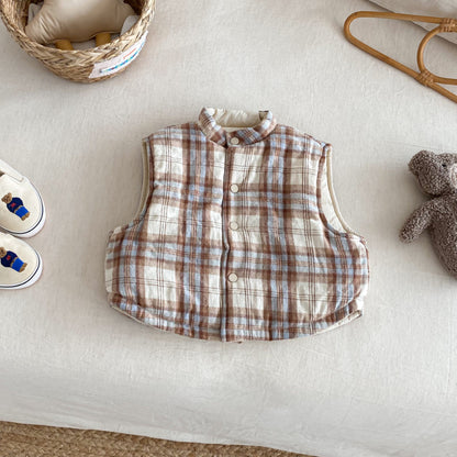 【BABY&KID】冬新作刺繍カートゥーンリバーシブルベストSK102517