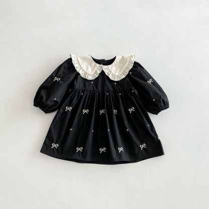 【BABY&KID】レトロ刺繍蝶結びワンピースSK011026