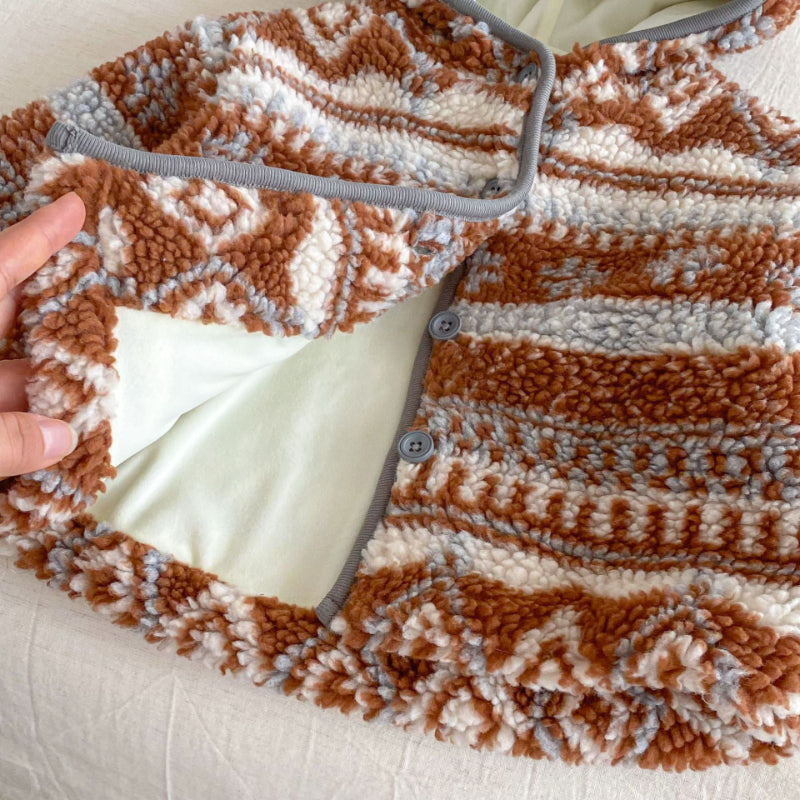 【BABY&KID】冬新作レトロ裏起毛ジャカードジャケットSK102902