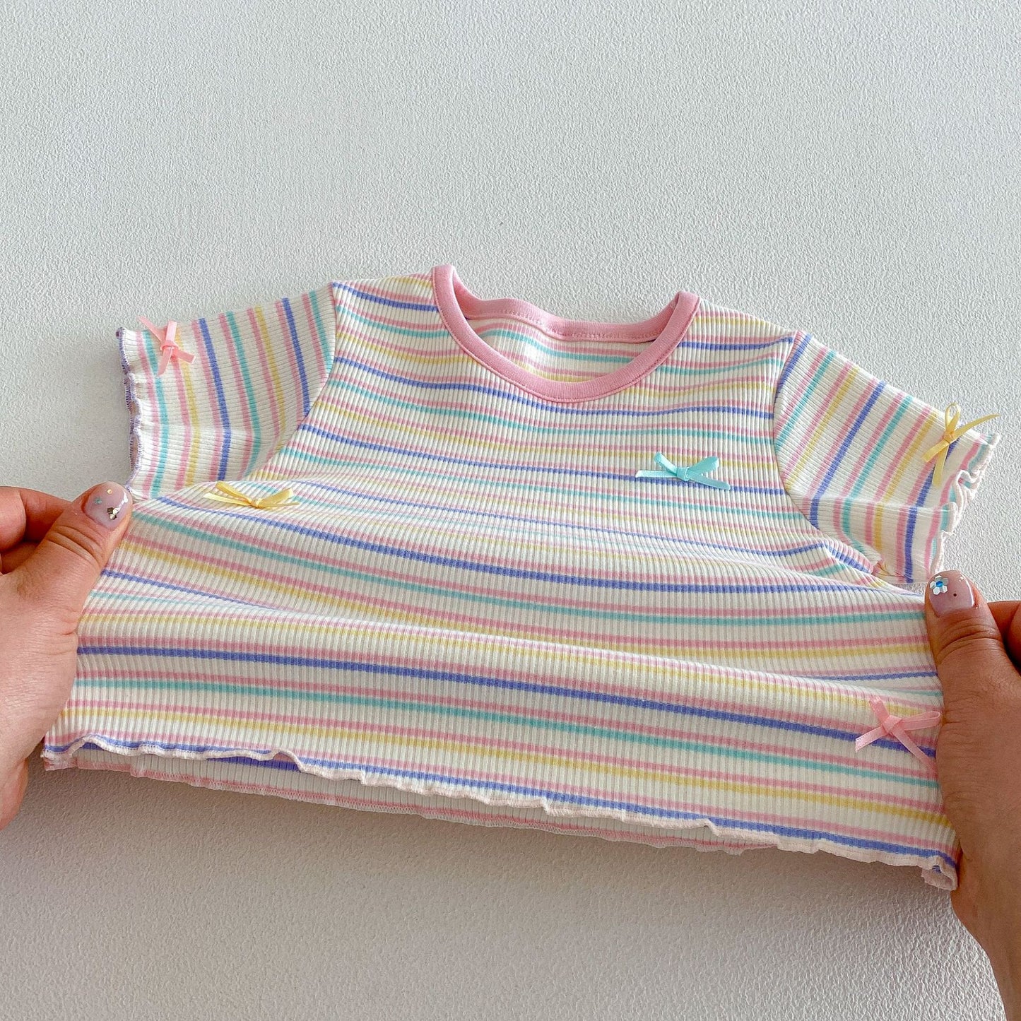 【BABY&KID】夏新作 配色ボーダーTシャツSK105101