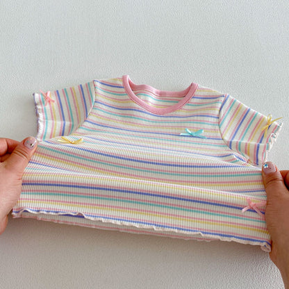【BABY&KID】夏新作 配色ボーダーTシャツSK105101