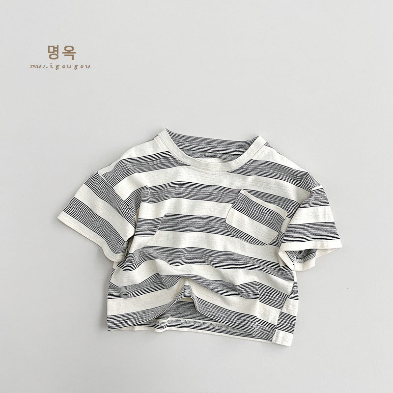 【BABY&KID】夏新作 半袖ボーダーTシャツSK080815