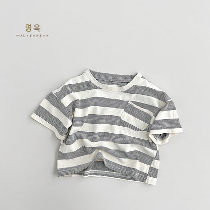 【BABY&KID】夏新作 半袖ボーダーTシャツSK080815