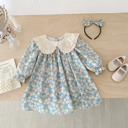 【姉妹服】花刺繍襟ロンパース、ワンピースSK101135
