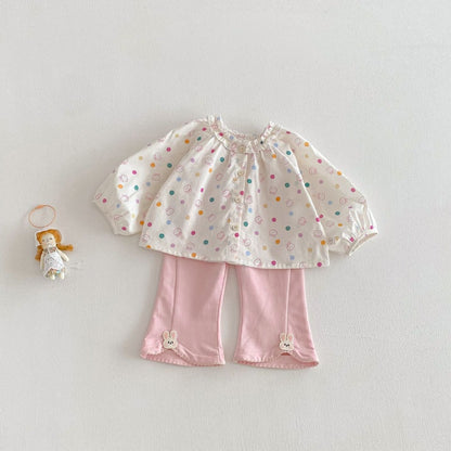 【BABY&KID】蝶結び、うさぎ、花柄プリントシャツSK104116