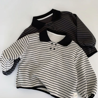 【BABY&KID】ストライプ長袖POLOシャツSK100516