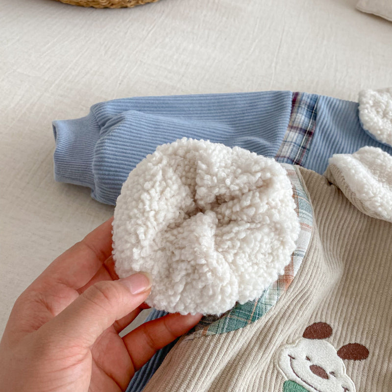 【BABY】コーデュロイ犬刺繍カバーオールSK102914