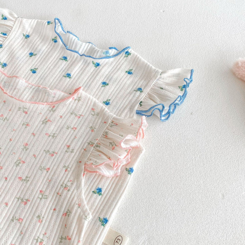 【BABY&KID】夏新作 ニットフリル袖Tシャツ、ョートパンツSK080615