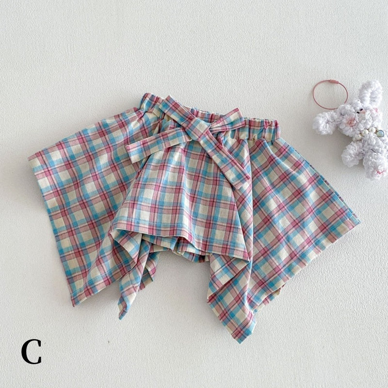 【BABY&KID】夏新作 立体カートゥーンTシャツ、チェックキュロットSK105219