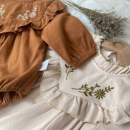 【BABY】起毛花柄刺繍ロンパースSK101522