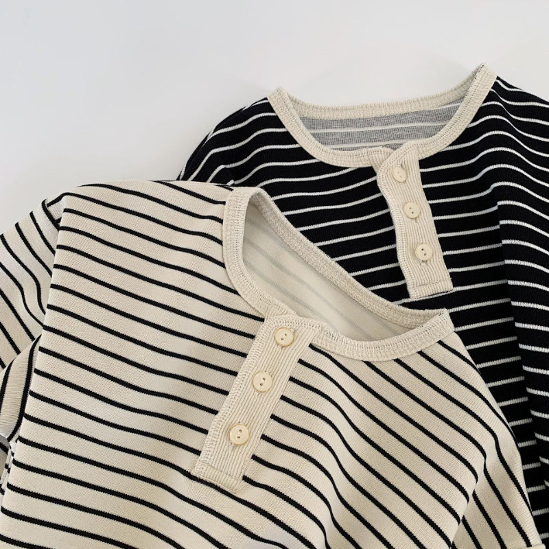 【BABY&KID】胸元スリット入りストライプ長袖SK100518