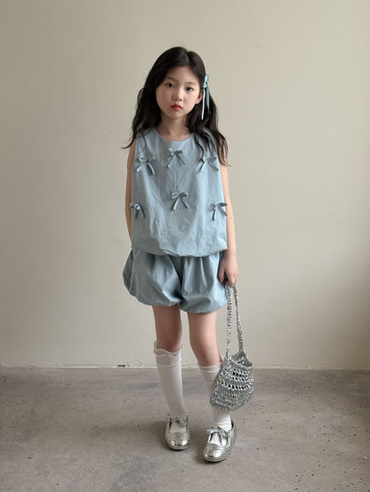 【BABY&KID】夏新作 蝶結び付きおしゃれセットアップSK091627