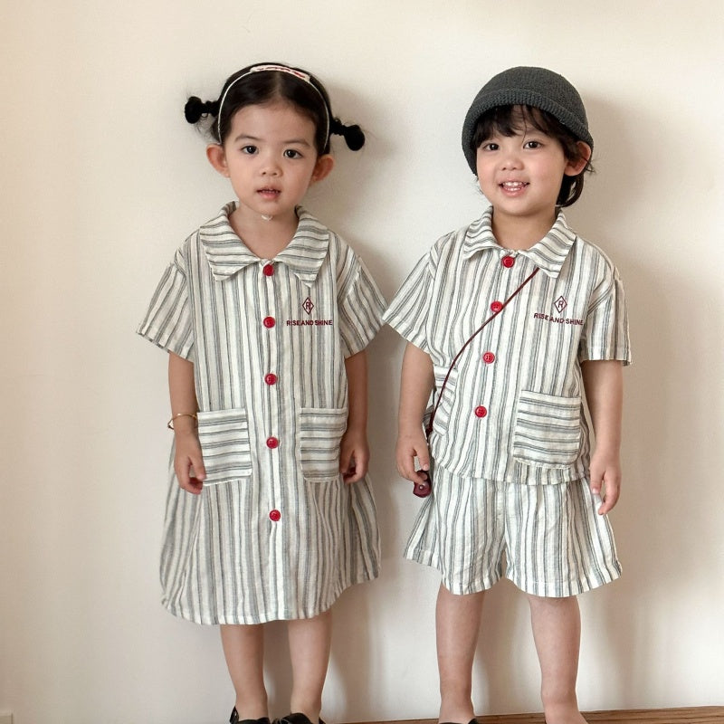 【BABY&KID】夏新作ストライプポケットセットアップ、ワンピースSK104716
