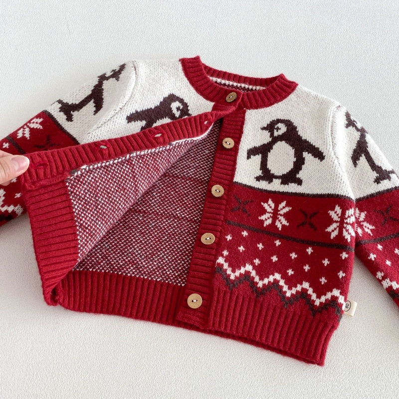 【BABY&KID】冬新作ペンギンニットカーディガンSK108504