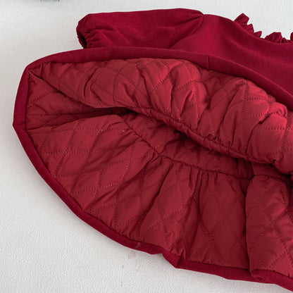 【BABY&KID】冬新作無地中綿厚手ワンピースSK103036