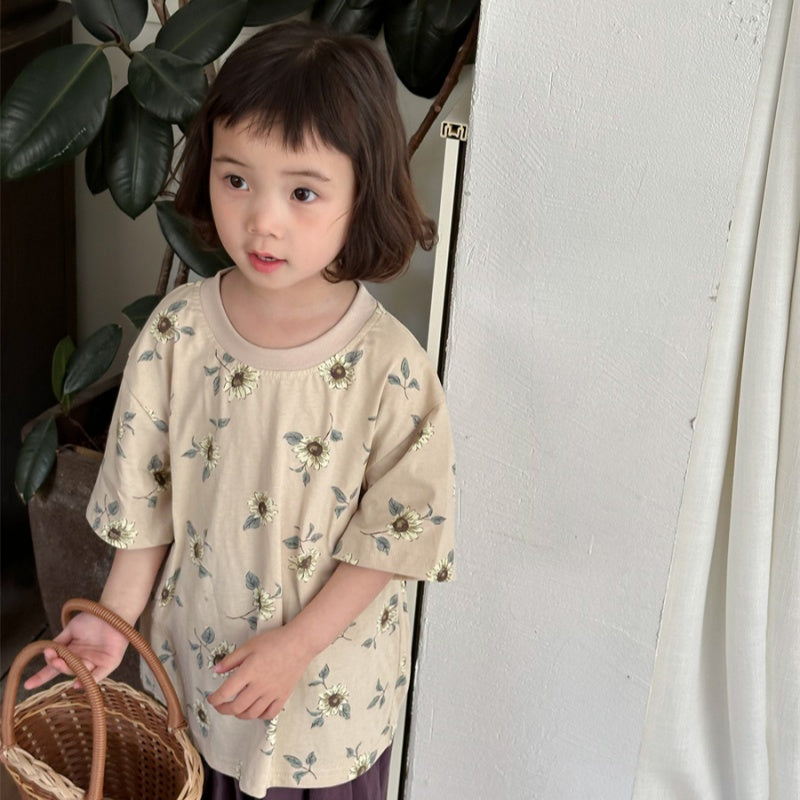 【BABY&KID】夏新作 フラワープリント半袖Tシャツ、シャツSK080513