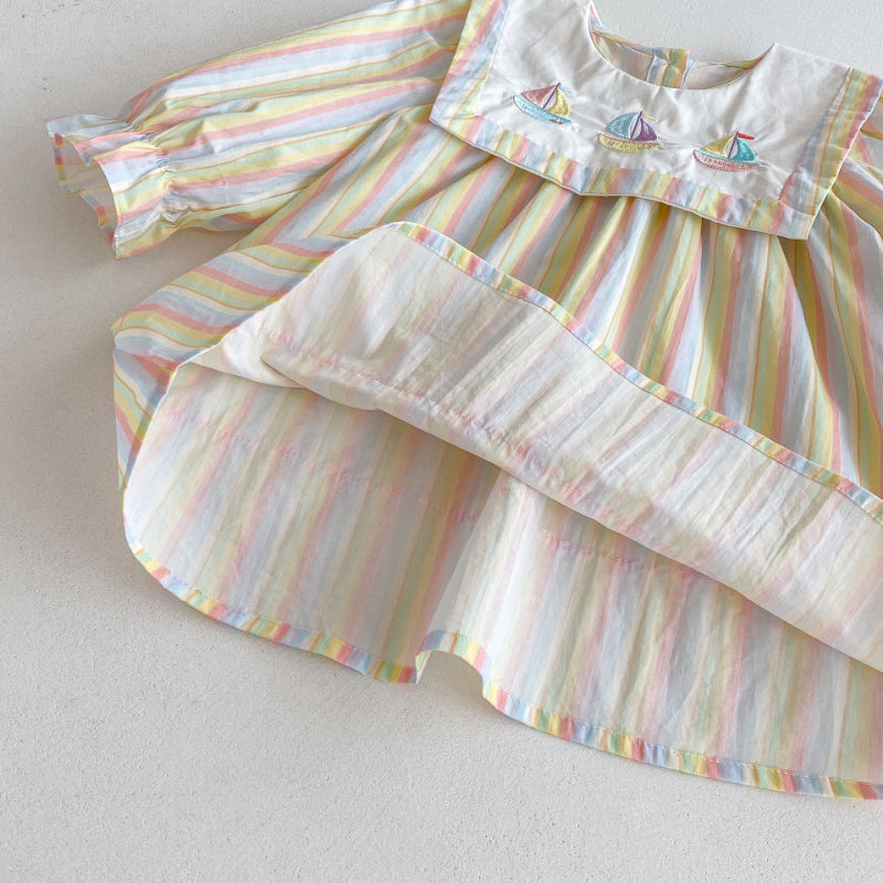 【BABY&KID】カラフル帆船刺繍ワンピースSK011020
