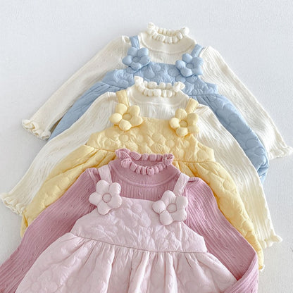 【BABY&KID】冬新作厚手フラワーワンピース、ハイネックニットSK107725