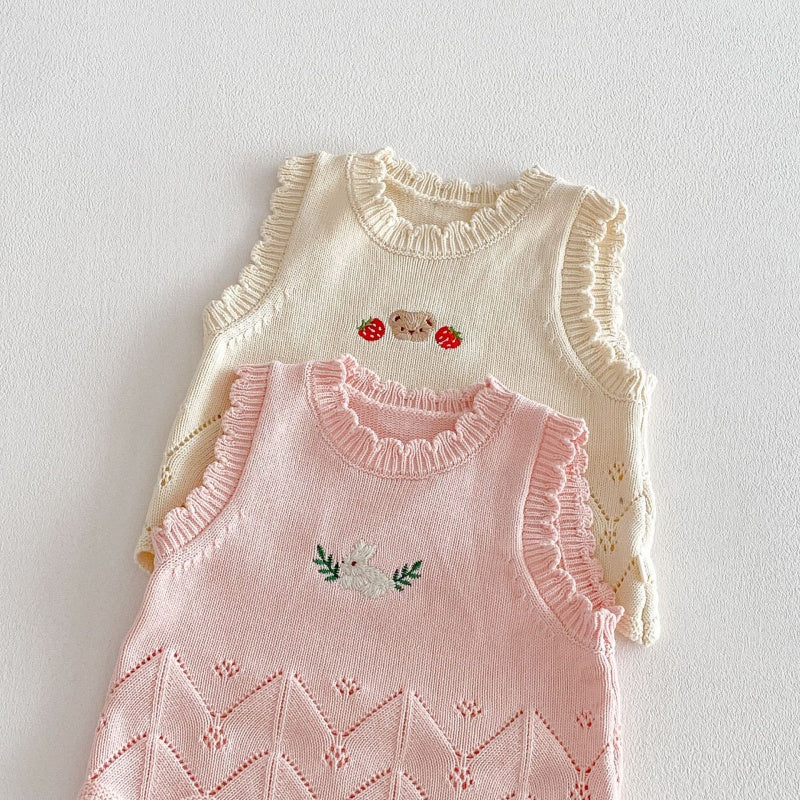 【BABY&KID】どうぶつ刺繍ニットベストSK104117